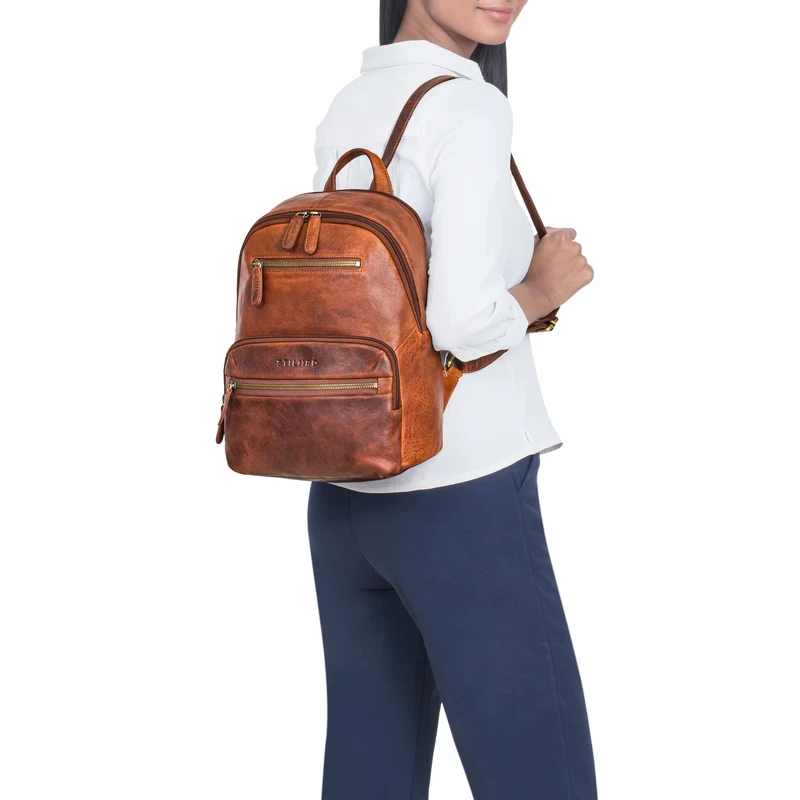 "Maja" eleganter Damen Leder-Rucksack klein mit vielen Fächern