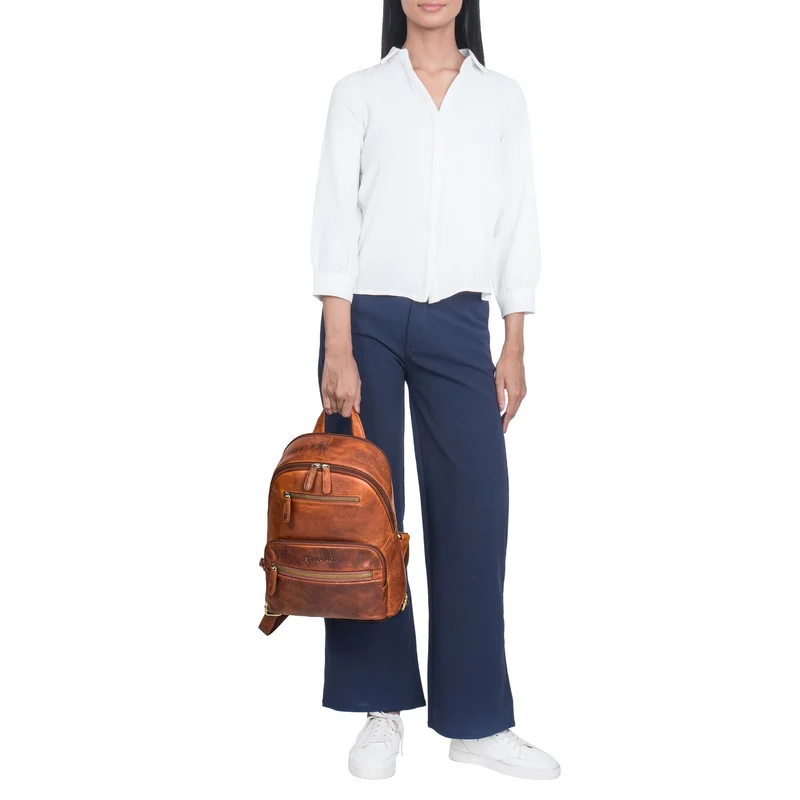 "Maja" eleganter Damen Leder-Rucksack klein mit vielen Fächern