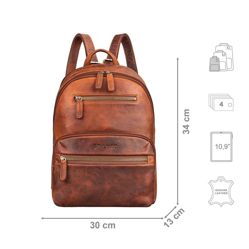 "Maja" eleganter Damen Leder-Rucksack klein mit vielen Fächern