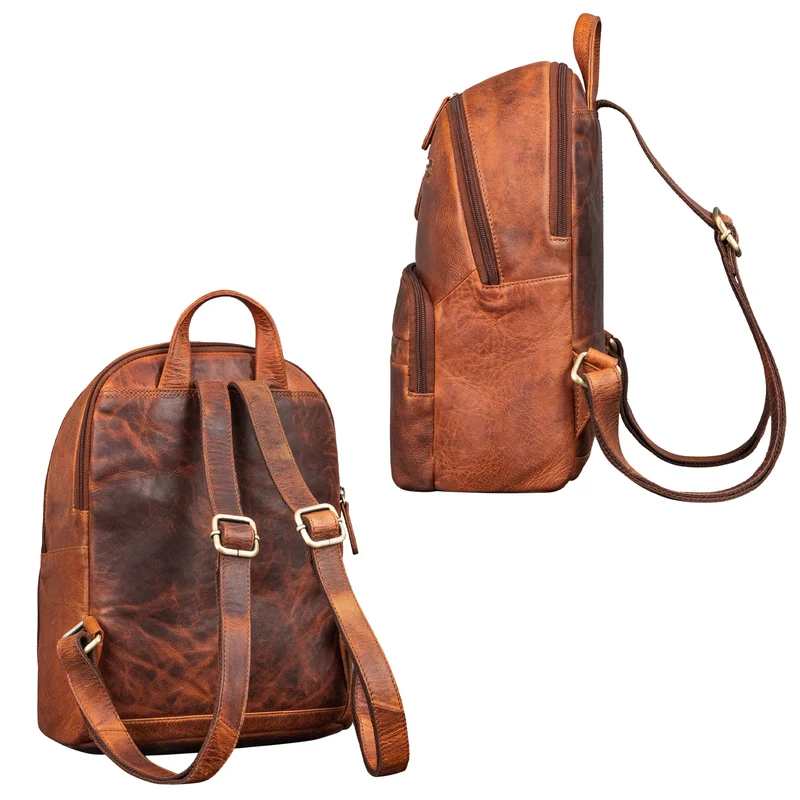 "Maja" eleganter Damen Leder-Rucksack klein mit vielen Fächern