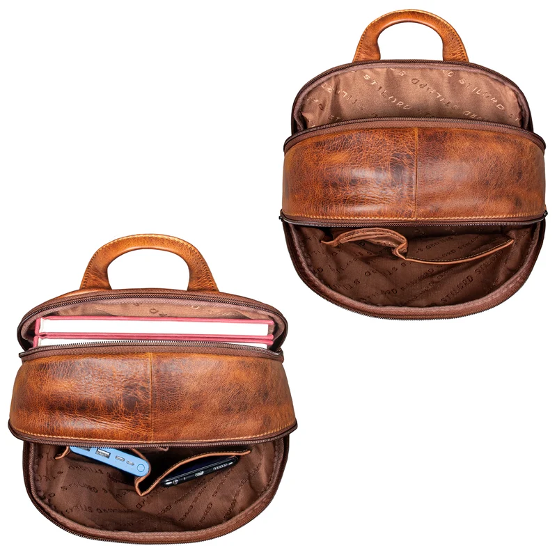 "Maja" eleganter Damen Leder-Rucksack klein mit vielen Fächern