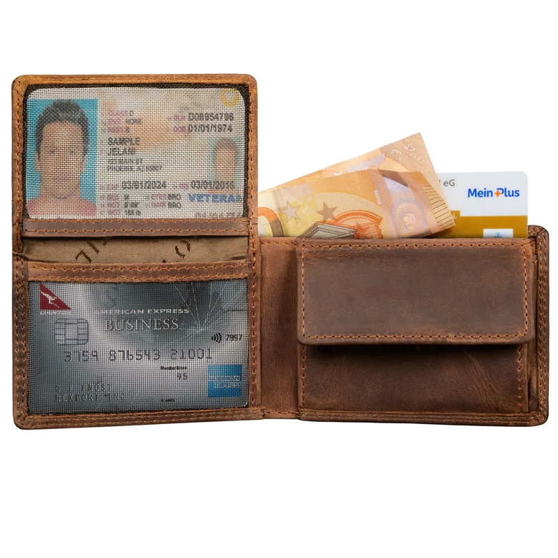 "Matteo" Herren Mini Portemonnaie Leder mit Münzfach – RFID Schutz
