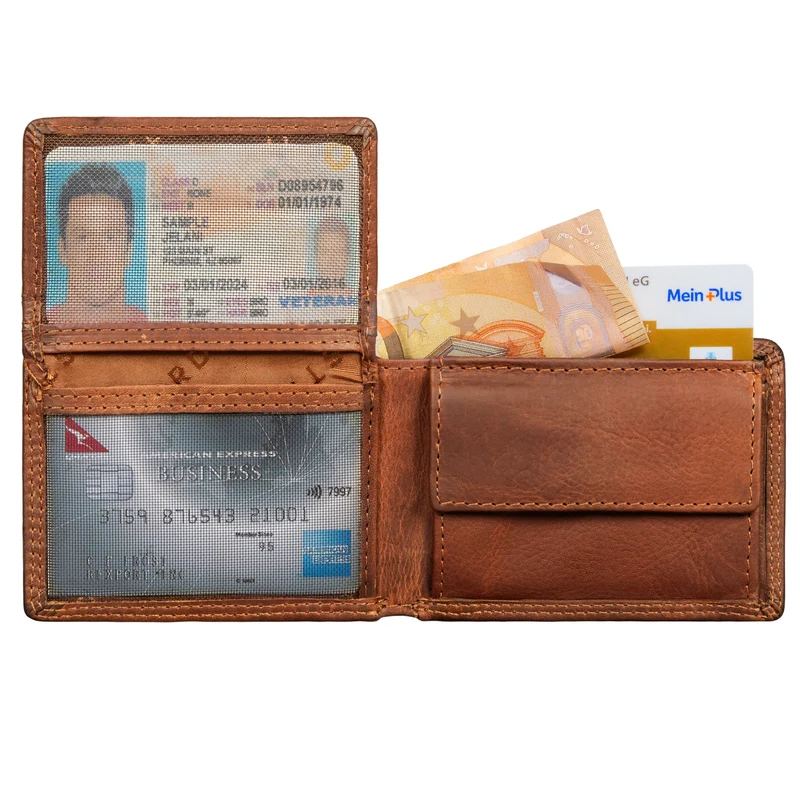 "Matteo" Herren Mini Portemonnaie Leder mit Münzfach – RFID Schutz