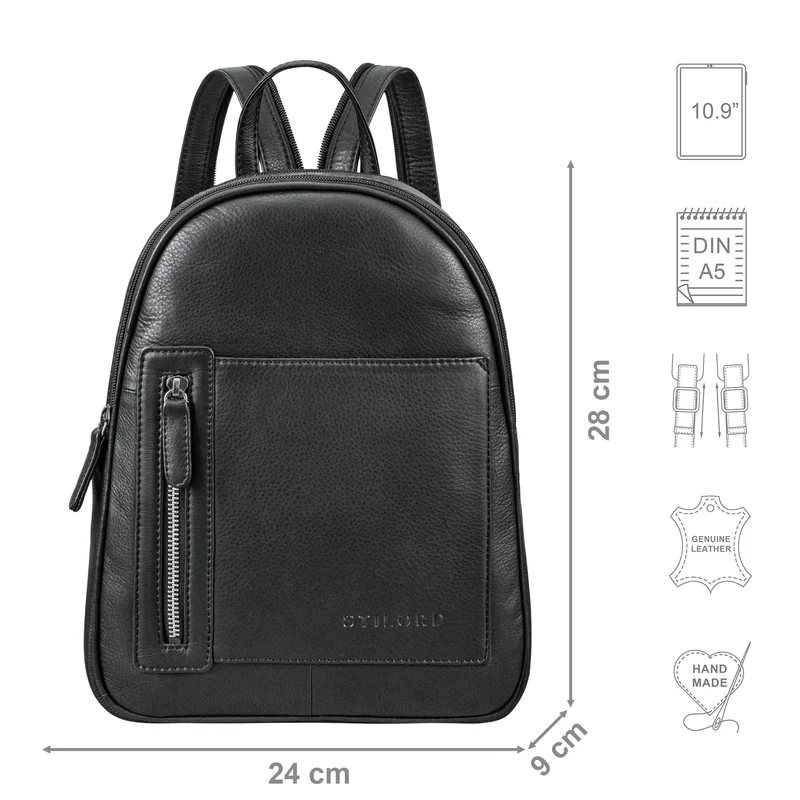"Ivana" 2-in-1 Rucksack Leder Damen Klein als Crossbody Bag Echtleder
