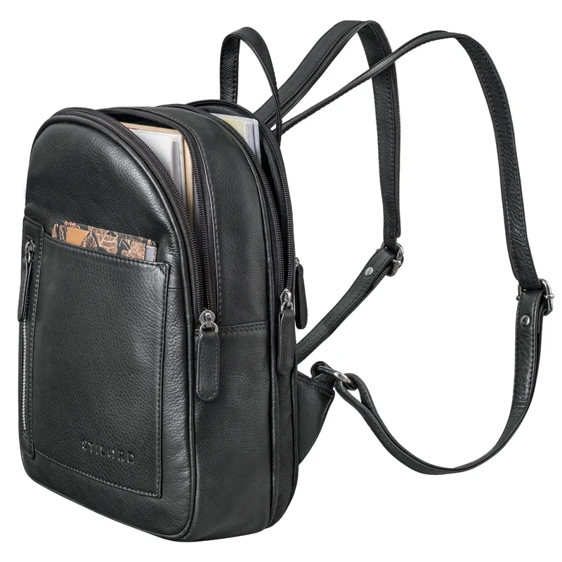 "Ivana" 2-in-1 Rucksack Leder Damen Klein als Crossbody Bag Echtleder
