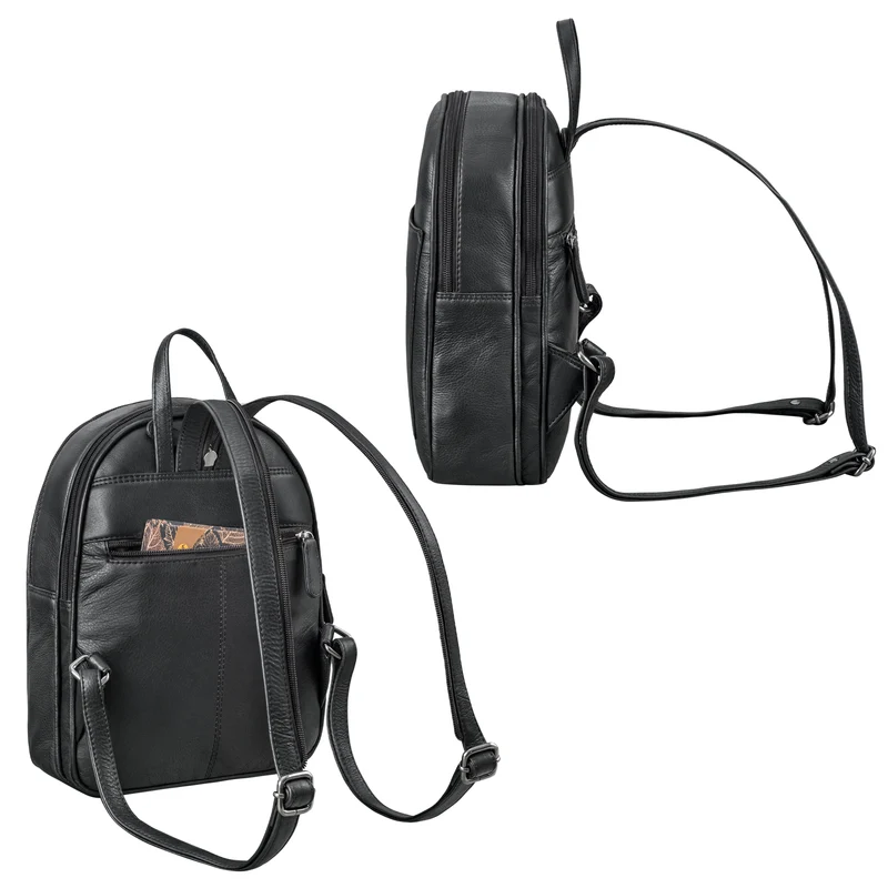 "Ivana" 2-in-1 Rucksack Leder Damen Klein als Crossbody Bag Echtleder