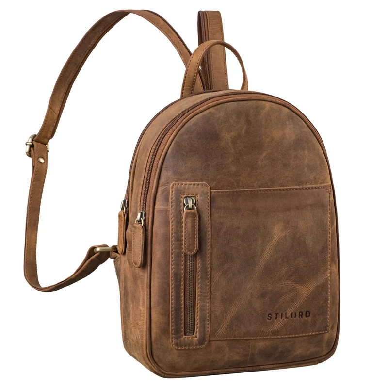 "Ivana" 2-in-1 Rucksack Leder Damen Klein als Crossbody Bag Echtleder