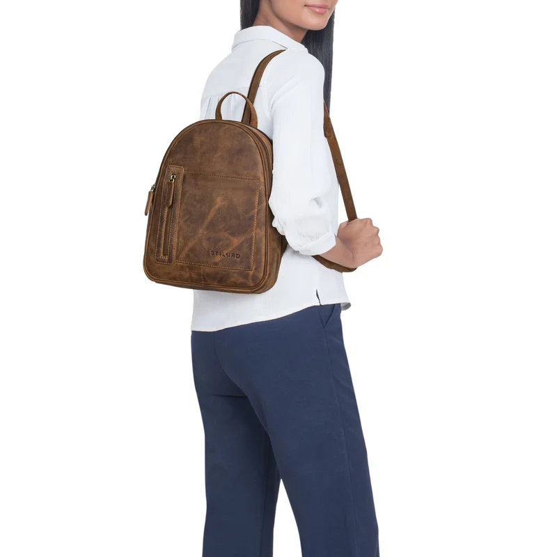 "Ivana" 2-in-1 Rucksack Leder Damen Klein als Crossbody Bag Echtleder