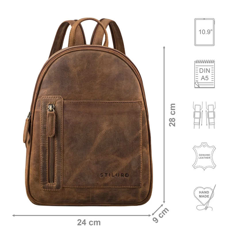 "Ivana" 2-in-1 Rucksack Leder Damen Klein als Crossbody Bag Echtleder