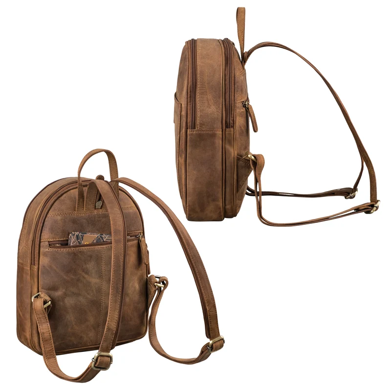 "Ivana" 2-in-1 Rucksack Leder Damen Klein als Crossbody Bag Echtleder