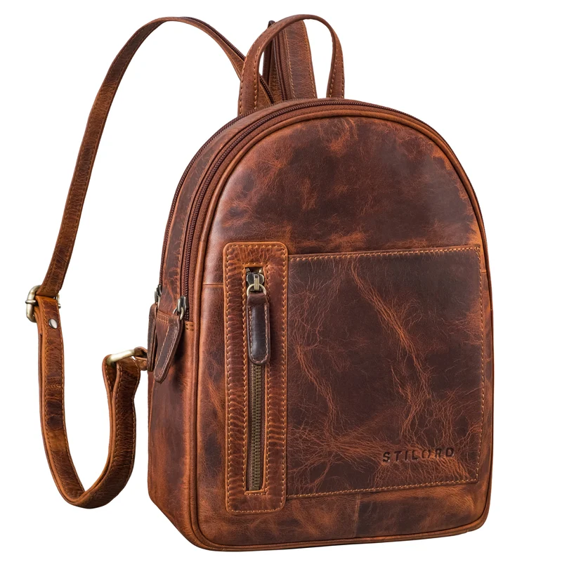 "Ivana" 2-in-1 Rucksack Leder Damen Klein als Crossbody Bag Echtleder