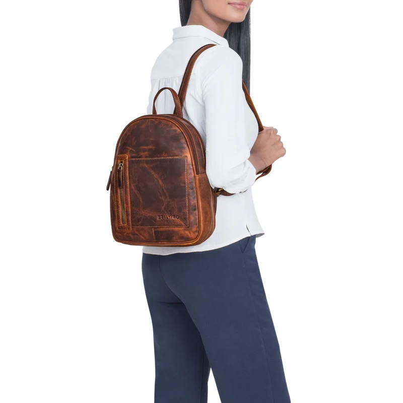 "Ivana" 2-in-1 Rucksack Leder Damen Klein als Crossbody Bag Echtleder