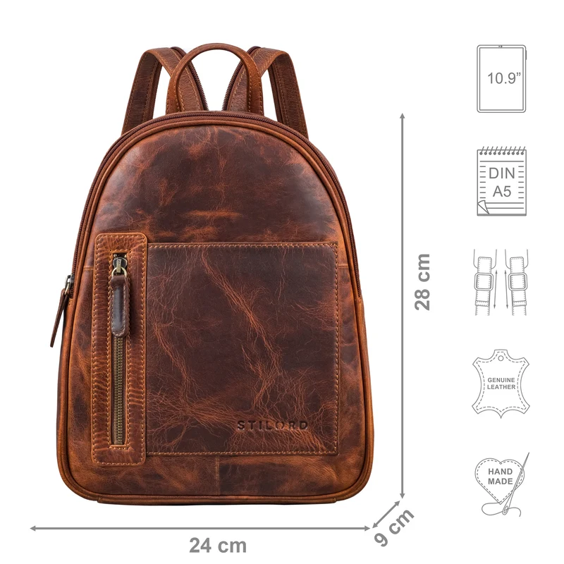 "Ivana" 2-in-1 Rucksack Leder Damen Klein als Crossbody Bag Echtleder