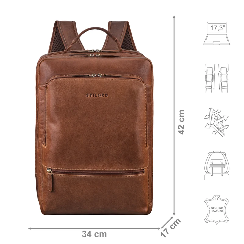 "Christian" XL Business-Rucksack Herren & Damen Leder Laptop 15 - 17,3"