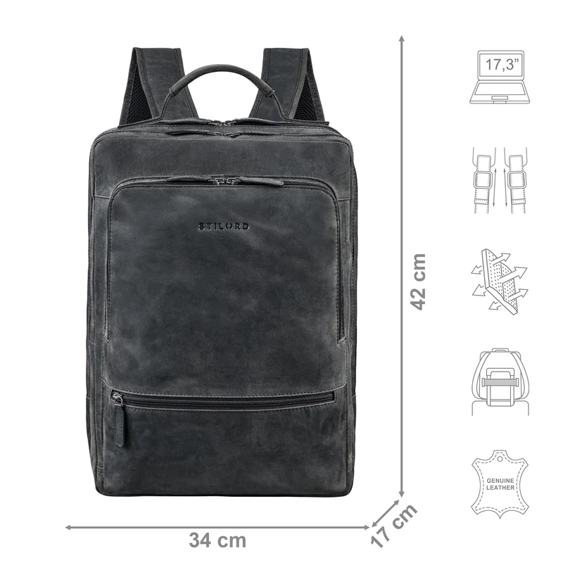 "Christian" XL Business-Rucksack Herren & Damen Leder Laptop 15 - 17,3"