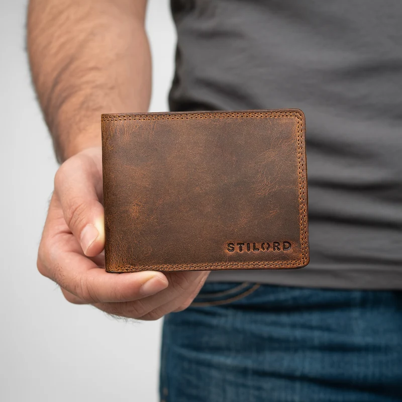 "Edgar" Geldbörse Herren Leder RFID Schutz Bifold in Geschenkbox