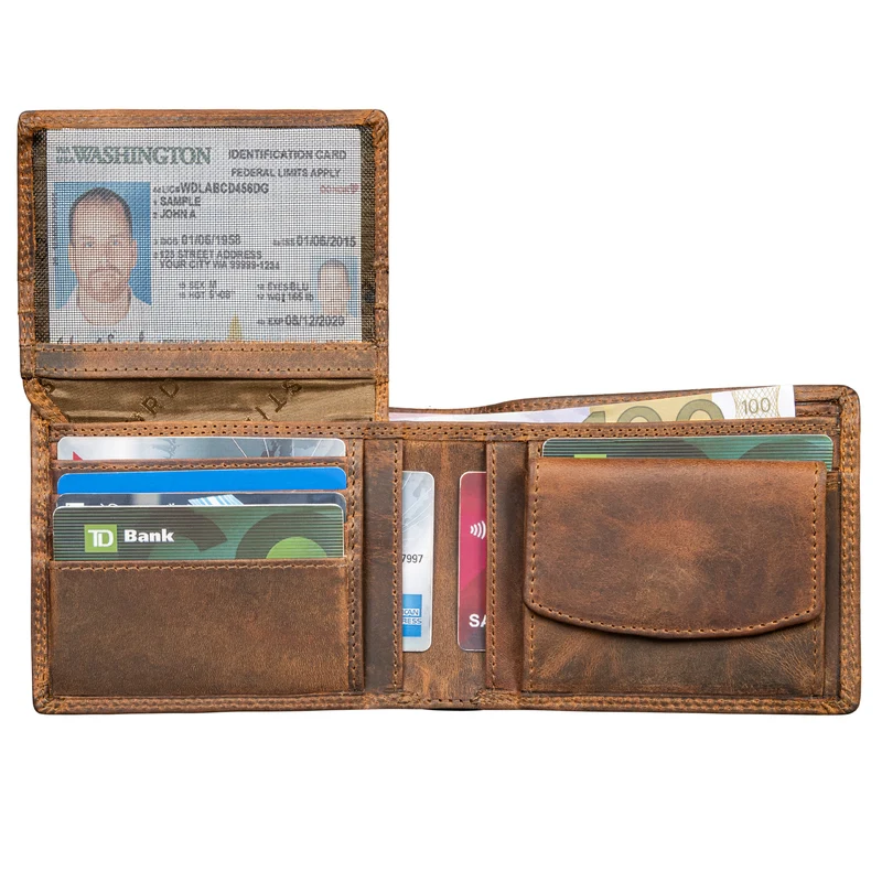 "Edgar" Geldbörse Herren Leder RFID Schutz Bifold in Geschenkbox