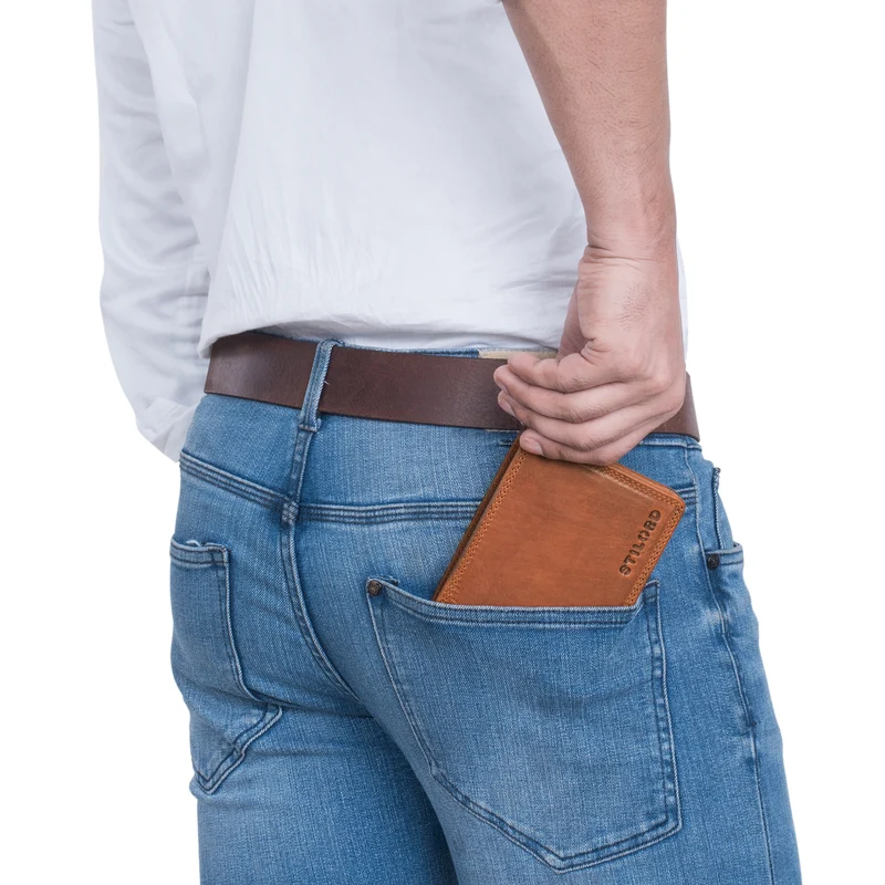 "Edgar" Geldbörse Herren Leder RFID Schutz Bifold in Geschenkbox