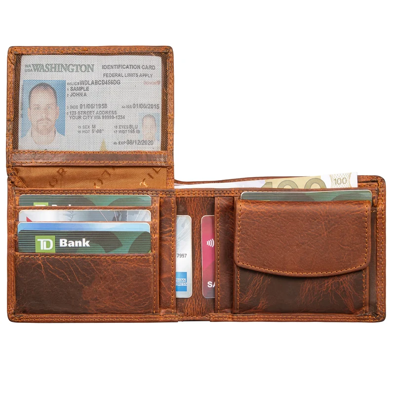 "Edgar" Geldbörse Herren Leder RFID Schutz Bifold in Geschenkbox