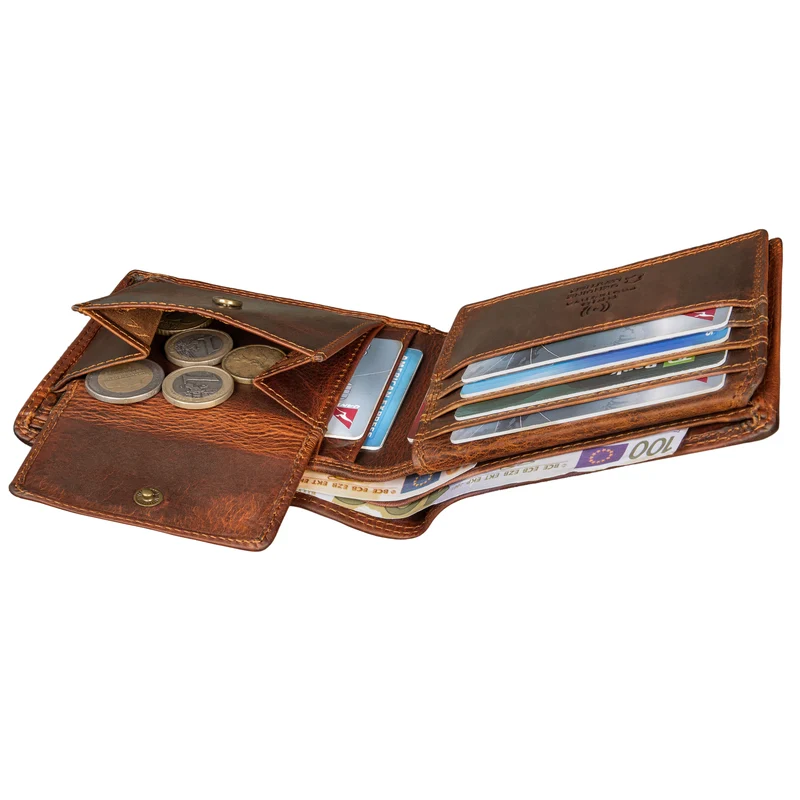 "Edgar" Geldbörse Herren Leder RFID Schutz Bifold in Geschenkbox