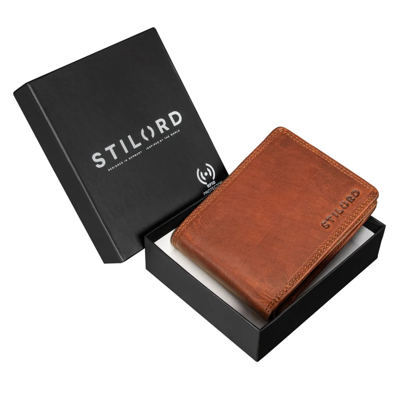 "Edgar" Geldbörse Herren Leder RFID Schutz Bifold in Geschenkbox
