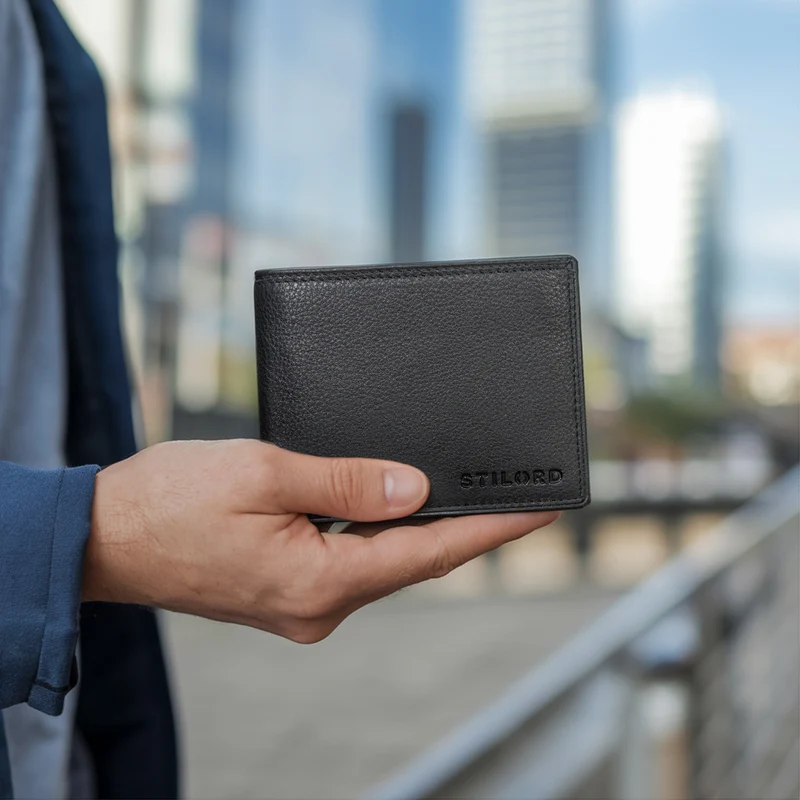 "Edgar" Geldbörse Herren Leder RFID Schutz Bifold in Geschenkbox