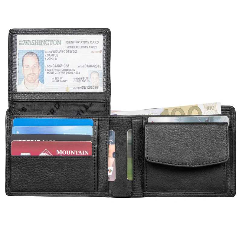 "Edgar" Geldbörse Herren Leder RFID Schutz Bifold in Geschenkbox