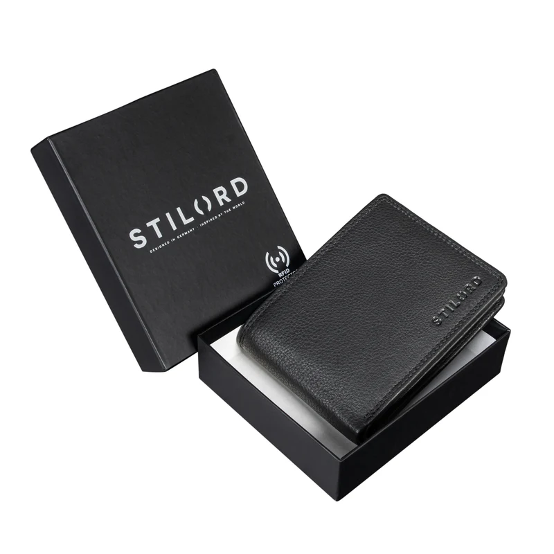 "Edgar" Geldbörse Herren Leder RFID Schutz Bifold in Geschenkbox