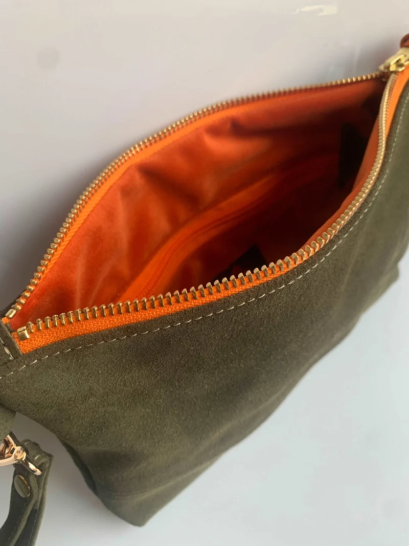 Clutch Bag CLARA -Khaki & Orange-