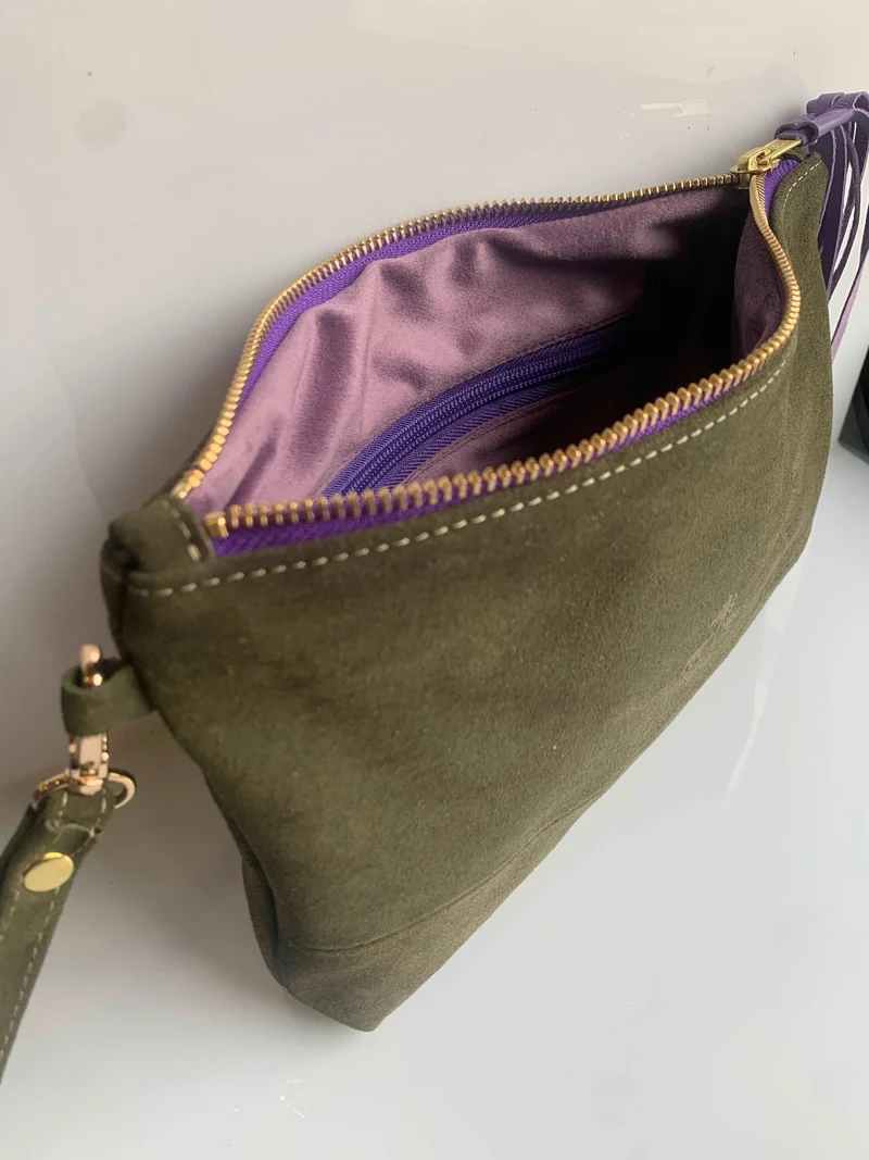 Clutch Bag CLARA -Khaki & Lila-
