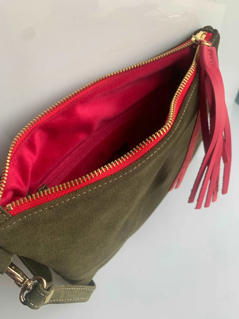 Clutch Bag CLARA -Khaki & Pink-