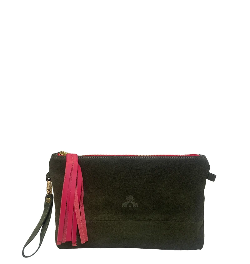 Clutch Bag CLARA -Khaki & Pink-