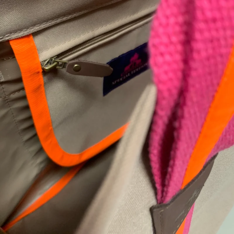 Shopper STRIPES KODURA -L- Beige & Neonorange