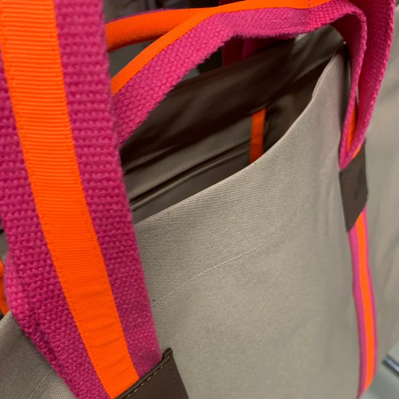 Shopper STRIPES KODURA -L- Beige & Neonorange