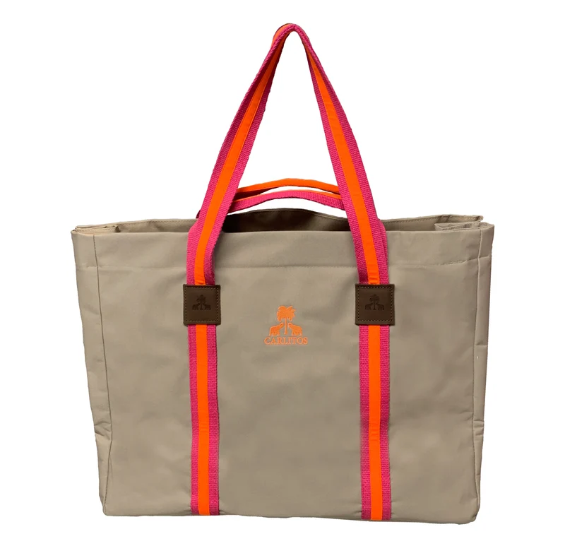 Shopper STRIPES KODURA -L- Beige & Neonorange