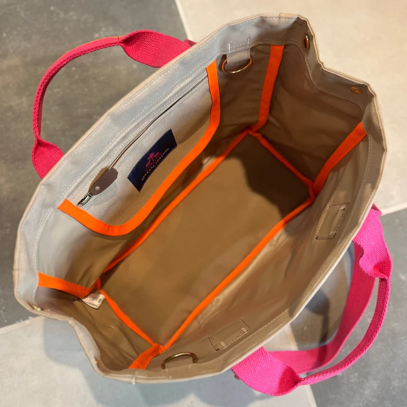 Shopper STRIPES KODURA -S- Beige & Neonorange