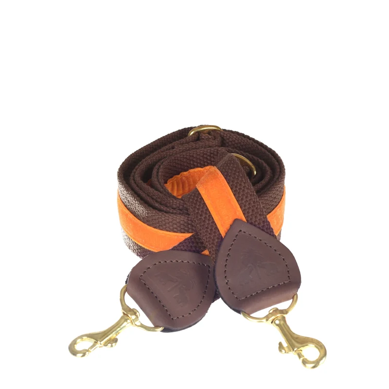 Schulterriemen Braun & Orange Samt