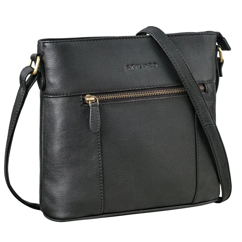 "Medina" Elegante Handtasche Damen Mittelgroß Leder Umhängetasche
