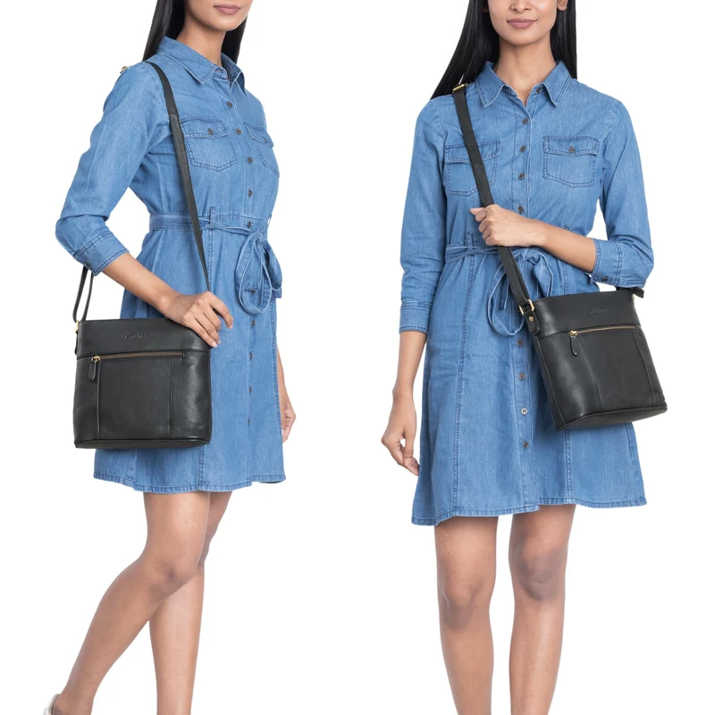 "Medina" Elegante Handtasche Damen Mittelgroß Leder Umhängetasche