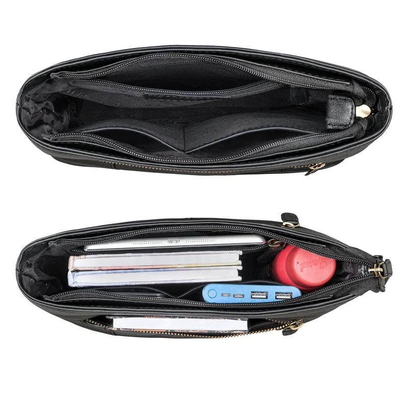 "Medina" Elegante Handtasche Damen Mittelgroß Leder Umhängetasche