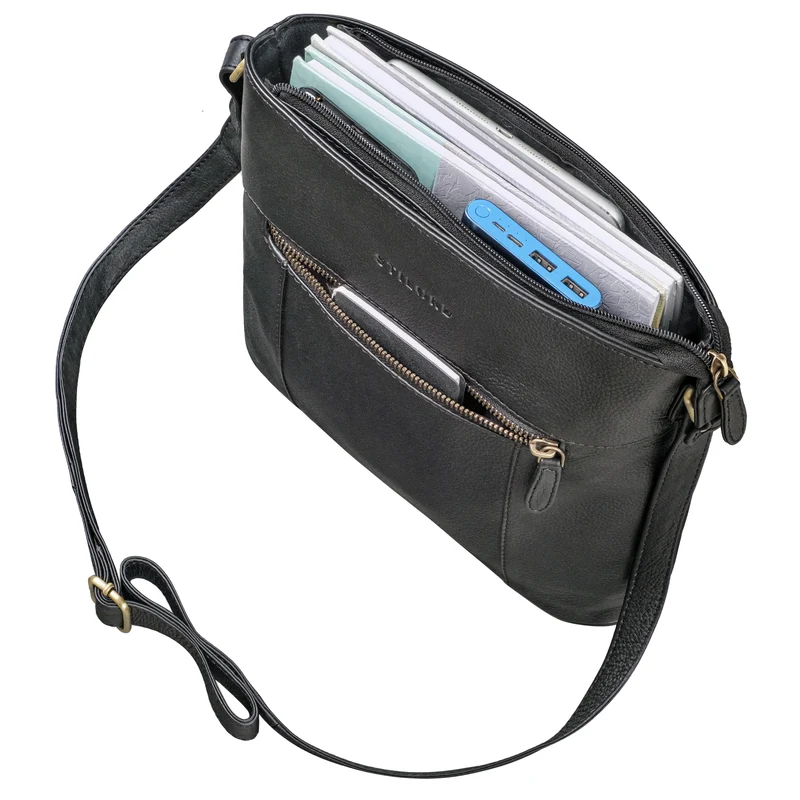 "Medina" Elegante Handtasche Damen Mittelgroß Leder Umhängetasche