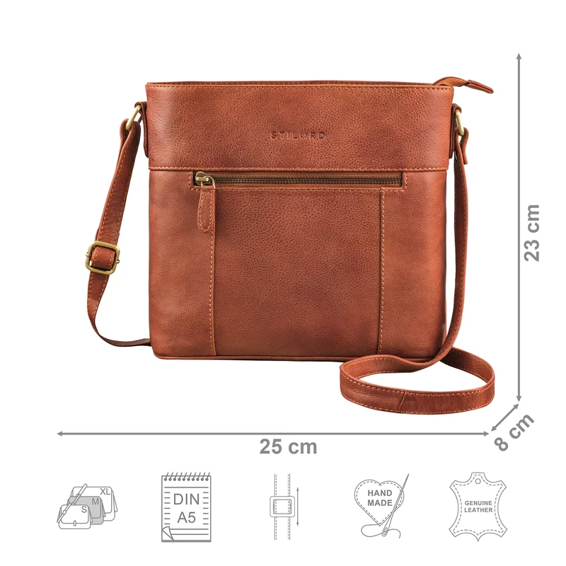 "Medina" Elegante Handtasche Damen Mittelgroß Leder Umhängetasche