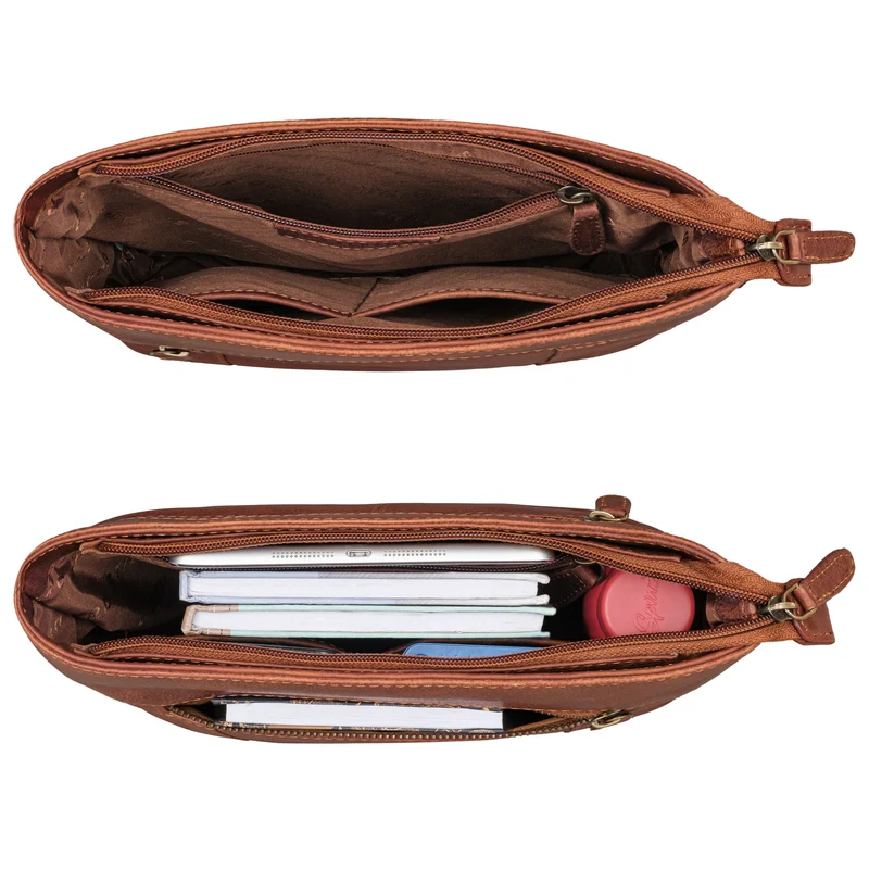 "Medina" Elegante Handtasche Damen Mittelgroß Leder Umhängetasche