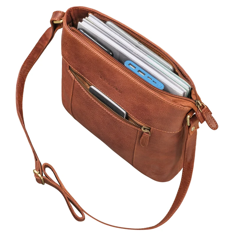 "Medina" Elegante Handtasche Damen Mittelgroß Leder Umhängetasche