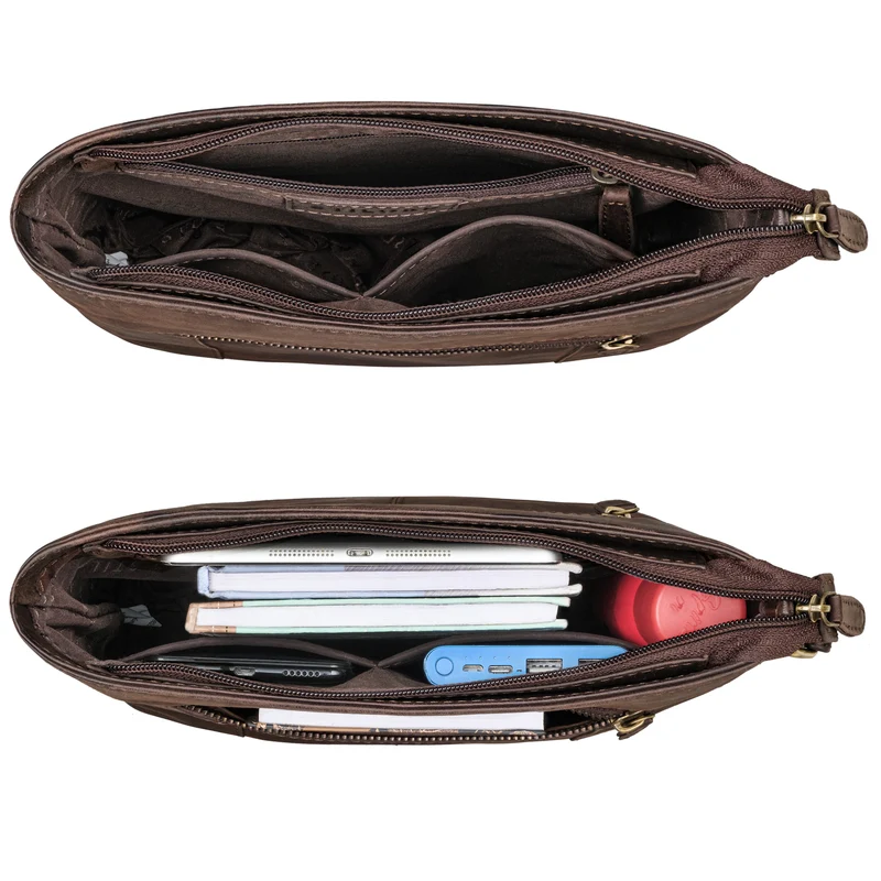 "Medina" Elegante Handtasche Damen Mittelgroß Leder Umhängetasche