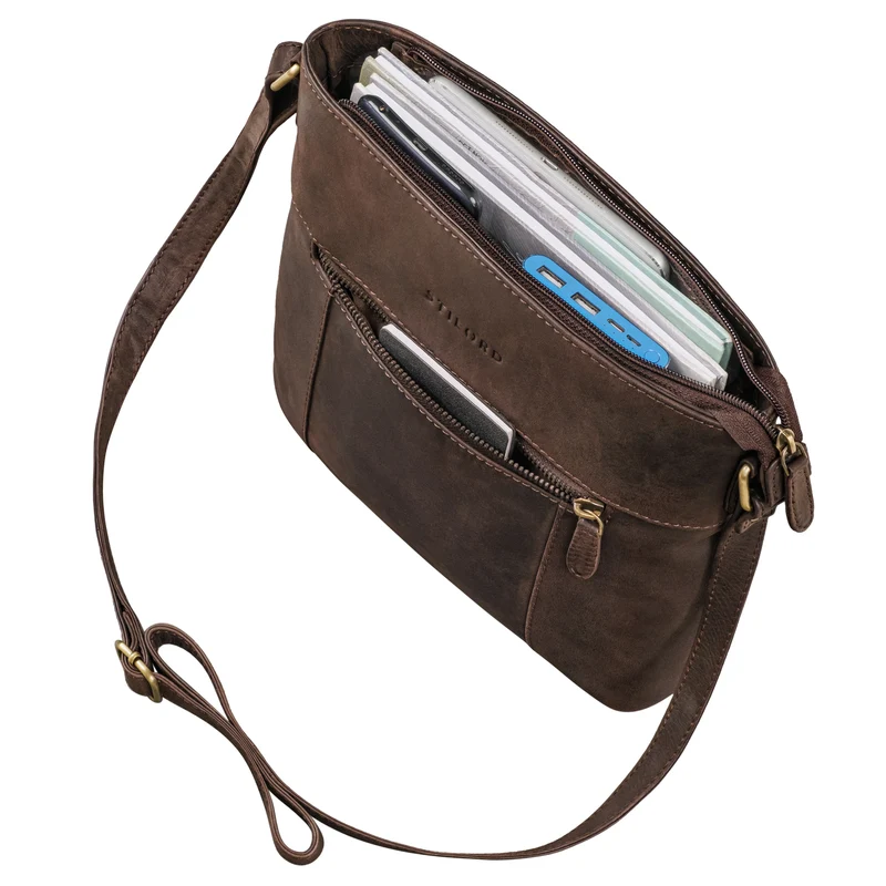 "Medina" Elegante Handtasche Damen Mittelgroß Leder Umhängetasche