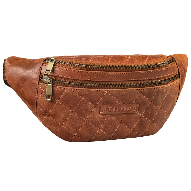 "Azul" Premium Bauchtasche Leder Damen Herren mit gestepptem Design