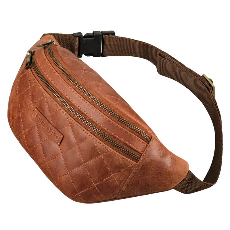 "Azul" Premium Bauchtasche Leder Damen Herren mit gestepptem Design