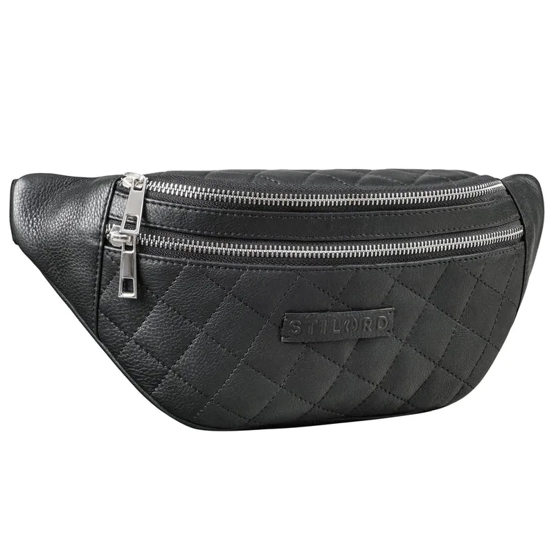 "Azul" Premium Bauchtasche Leder Damen Herren mit gestepptem Design