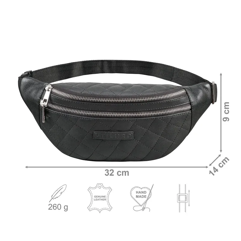 "Azul" Premium Bauchtasche Leder Damen Herren mit gestepptem Design